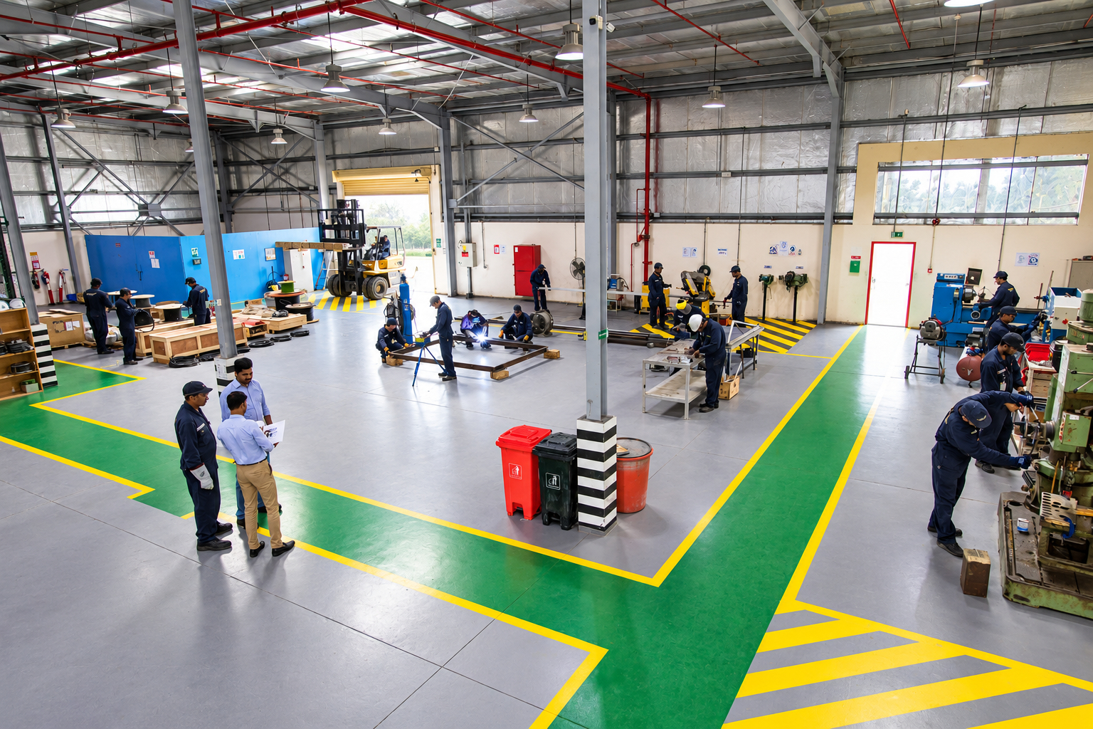 Training facility floor with personnel